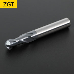 ZGT Milling Cutter Alloy Carbide Tungsten Steel CNC Endmill HRC50 2 Flute Ball nose End mill Spiral Bit Milling Tools Router 1mm