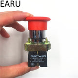 1pcs EARU NC NO momentary latching 22mm Red Mushroom Emergency Stop Push Button Switch 600V 10A NP2-BE101 Equipment Lift Elevat