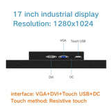 15 17 Inch Display LCD Screen Monitor of Tablet VGA DVI USB Resistance Touch Screen Embedded Installation Wall Mounting 12"  10"