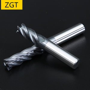 ZGT Tungsten Steel Milling Cutter HRC50 4 Flute Endmill Alloy Carbide End Mill 8mm 10mm 12mm 14mm 16mm 18mm 20mm Milling Tools