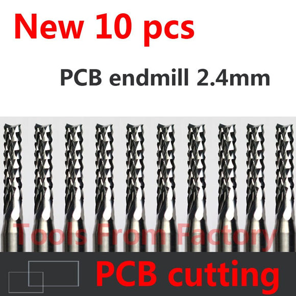 10pcs Carbide PCB CNC Engraving Bits End Milling Cutter cutting drill hole endmill 2.4mm Diameter # ST3.2.410