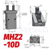 SMC Type MHZ2 Double Acting Air Pneumatic parallel Gripper MHZ2-10D MHZ2-16D 20D 25D 32D 40D  Aluminium Clamps Finger Cylinder