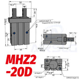 SMC Type MHZ2 Double Acting Air Pneumatic parallel Gripper MHZ2-10D MHZ2-16D 20D 25D 32D 40D  Aluminium Clamps Finger Cylinder