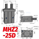 SMC Type MHZ2 Double Acting Air Pneumatic parallel Gripper MHZ2-10D MHZ2-16D 20D 25D 32D 40D  Aluminium Clamps Finger Cylinder