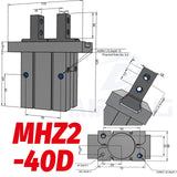 SMC Type MHZ2 Double Acting Air Pneumatic parallel Gripper MHZ2-10D MHZ2-16D 20D 25D 32D 40D  Aluminium Clamps Finger Cylinder