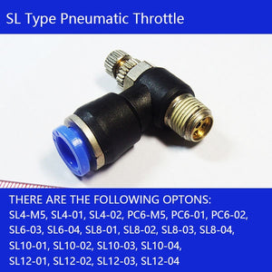 6pcs SL Pneumatic Throttle Speed Controller Valve,1/8'' 1/4" 3/8" 1/2" Male Thread Cylinder Throttle Valve Pressure regulator