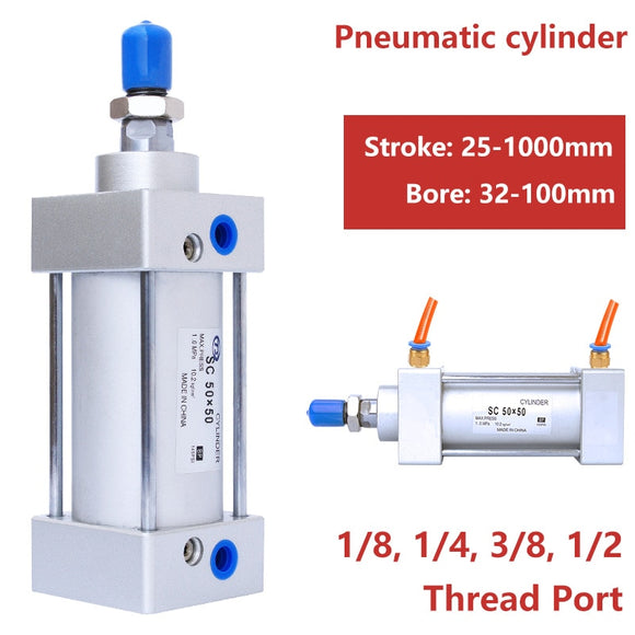 Pneumatic cylinder Bore 32/40/50/63 Stoke 25/50/100/150/200/300/400/500mm SC Standard actuator mask machine use fast speed